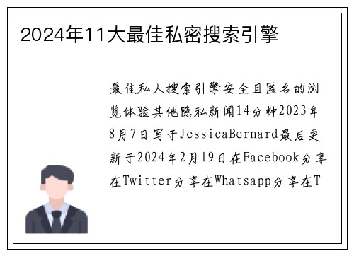 2024年11大最佳私密搜索引擎 